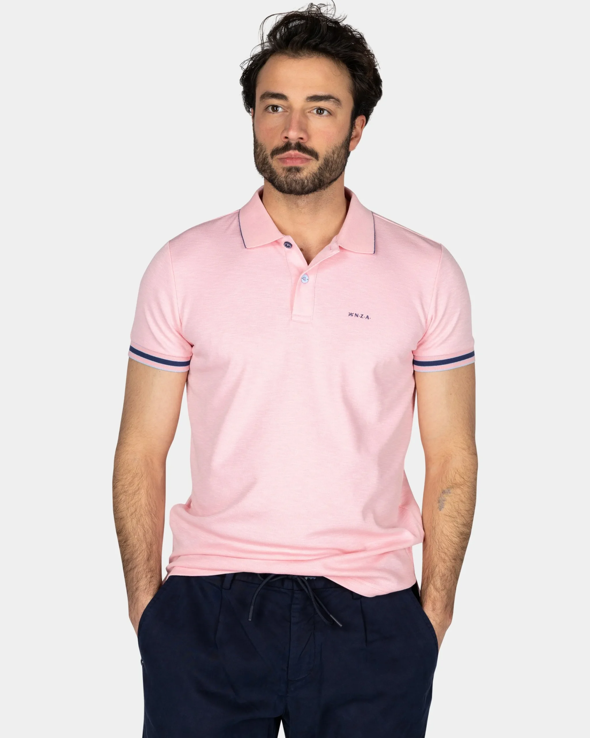 NZA New Zealand Auckland Basic pastelroze effen polo