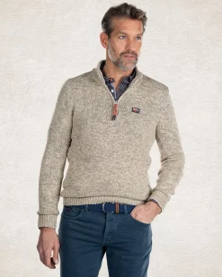 NZA New Zealand Auckland Beige katoenen trui met halve rits -