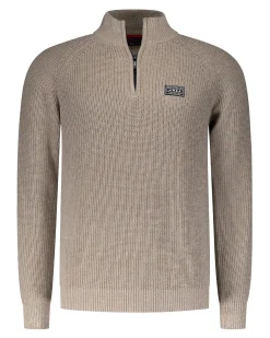 NZA New Zealand Auckland Beige katoenen trui met halve rits -