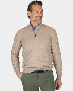 NZA New Zealand Auckland Beige katoenen trui met halve rits