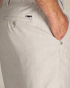 NZA New Zealand Auckland Beige linnen gestreepte korte broek