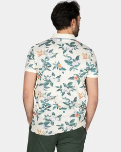NZA New Zealand Auckland Beige polo met grote bloemenprint