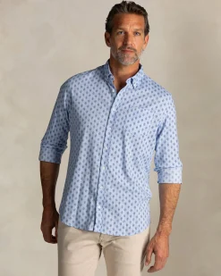 NZA New Zealand Auckland Blauw bedrukt katoenen overhemd met knoopsluiting