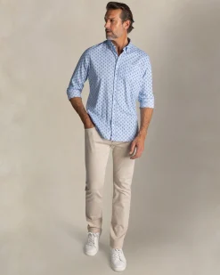 NZA New Zealand Auckland Blauw bedrukt katoenen overhemd met knoopsluiting