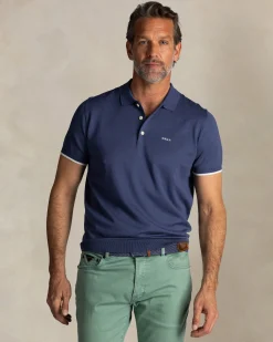 NZA New Zealand Auckland Blauw gebreide polo