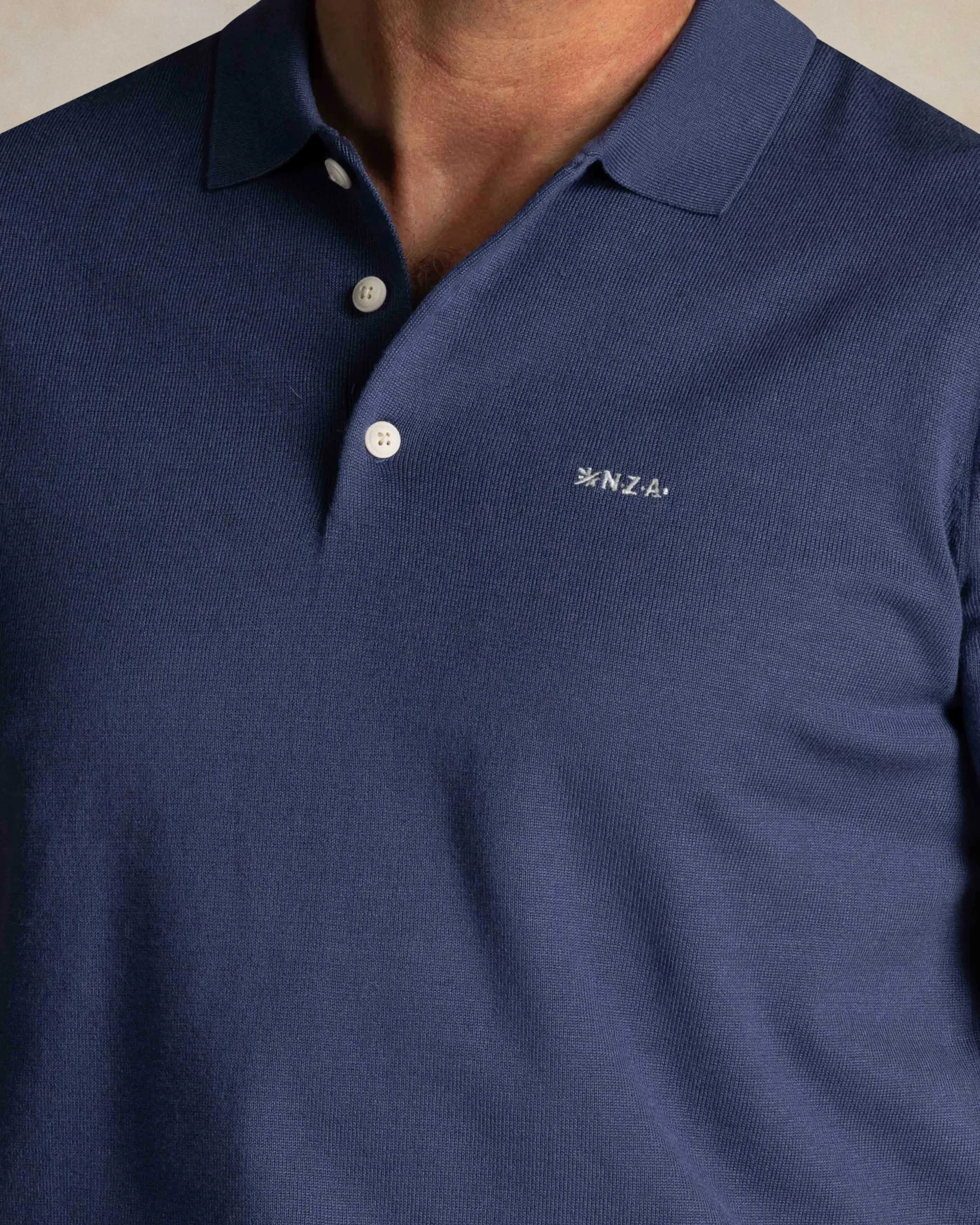NZA New Zealand Auckland Blauw gebreide polo
