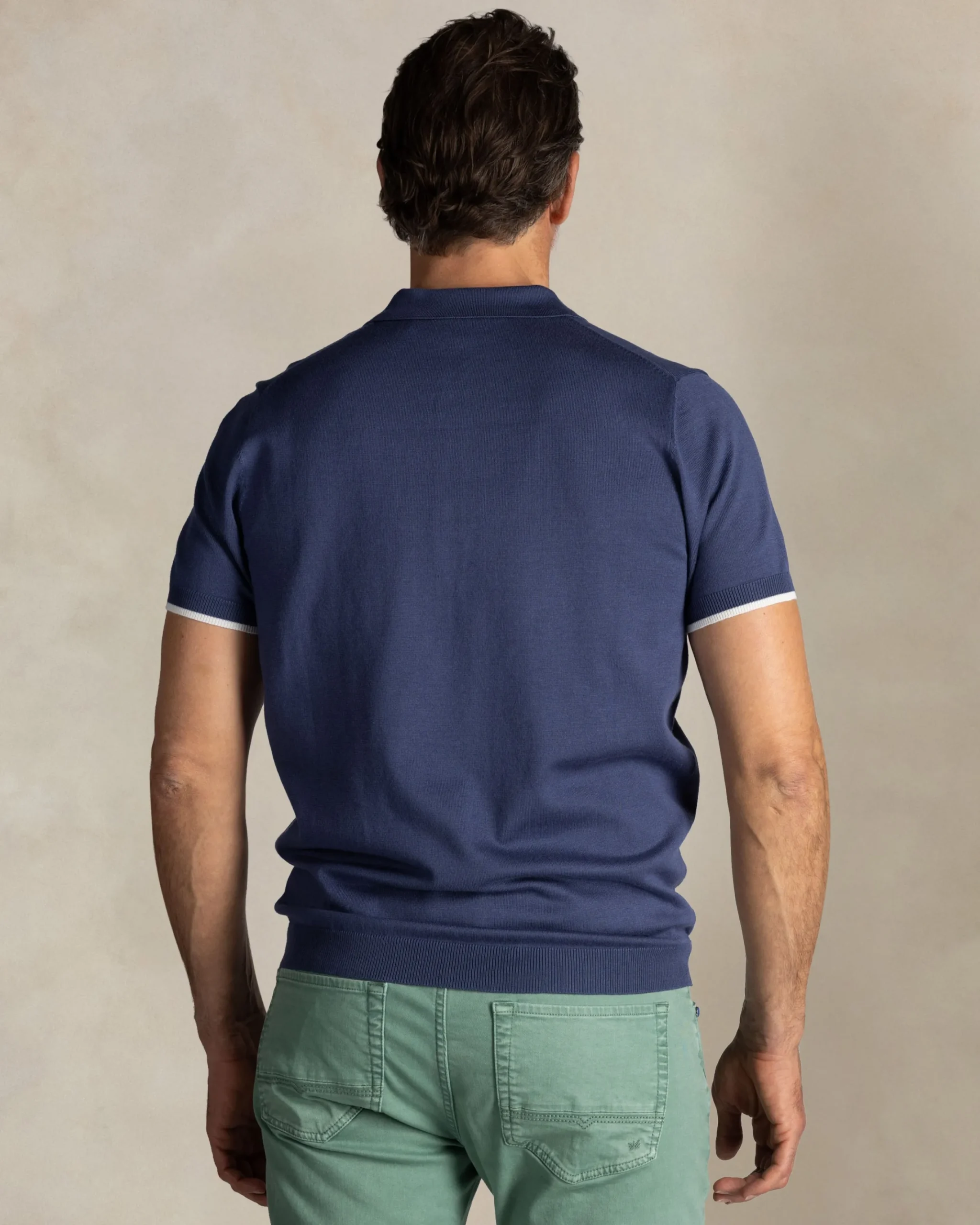 NZA New Zealand Auckland Blauw gebreide polo