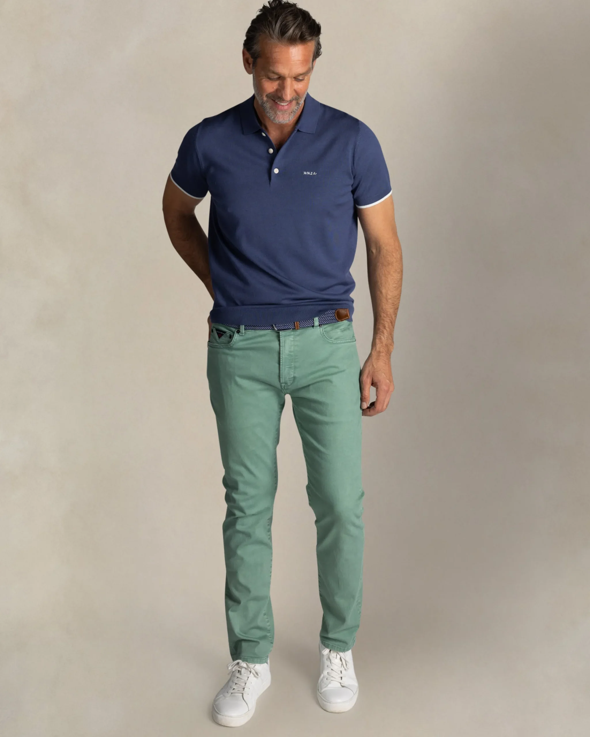 NZA New Zealand Auckland Blauw gebreide polo