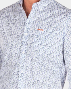 NZA New Zealand Auckland Blauw geprint katoenen overhemd -