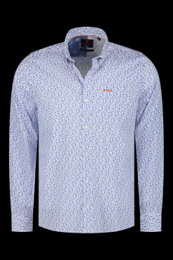 NZA New Zealand Auckland Blauw geprint katoenen overhemd -
