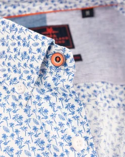 NZA New Zealand Auckland Blauw geprint katoenen overhemd -