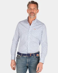 NZA New Zealand Auckland Blauw geprint katoenen overhemd -