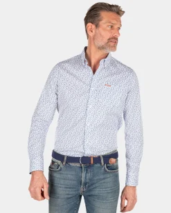 NZA New Zealand Auckland Blauw geprint katoenen overhemd -