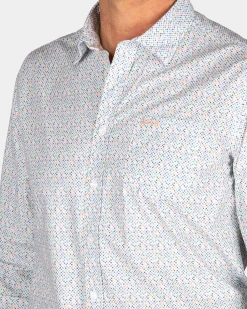 NZA New Zealand Auckland Blauw geprint katoenen overhemd