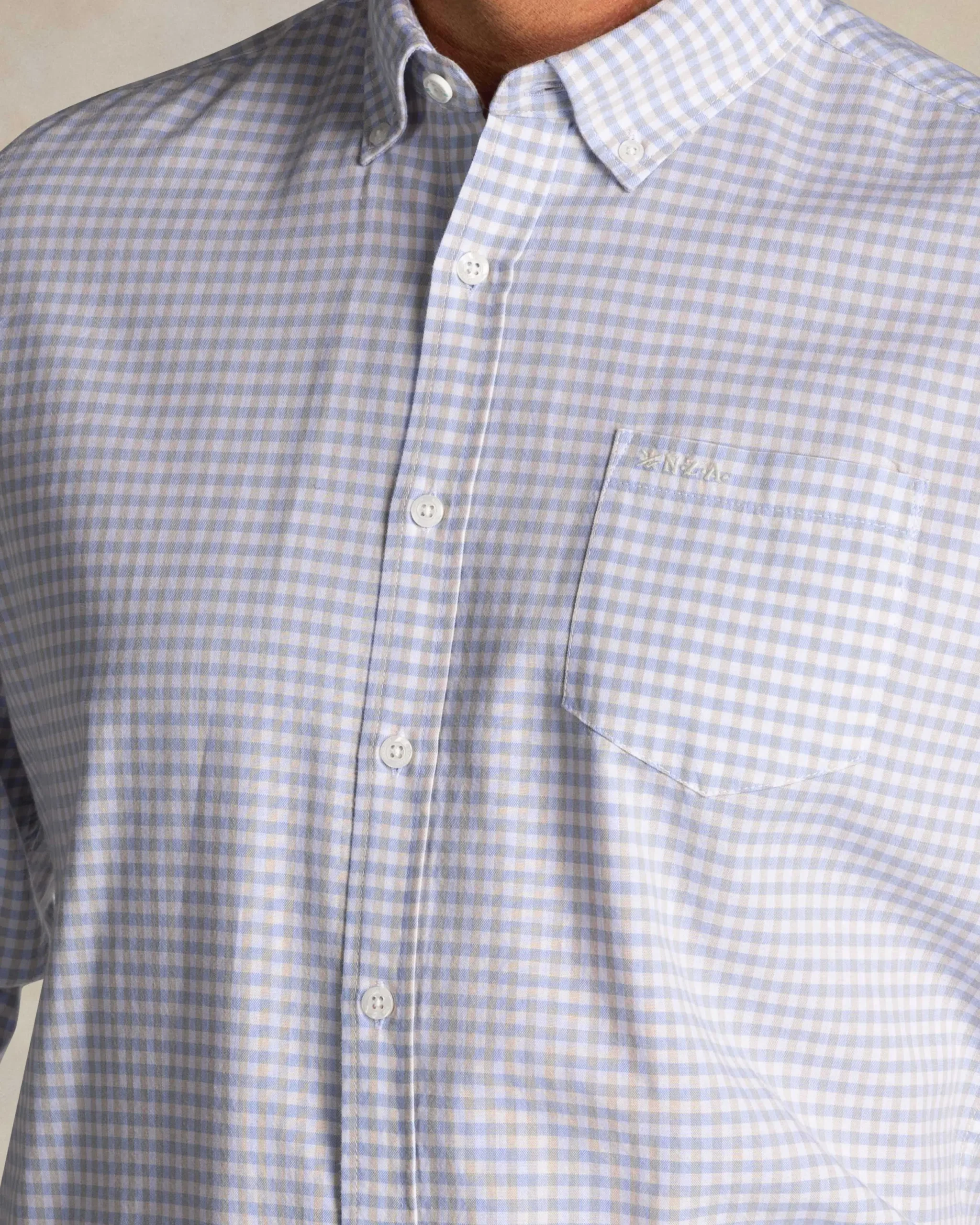 NZA New Zealand Auckland Blauw geruite katoenen overhemd met knoopsluiting