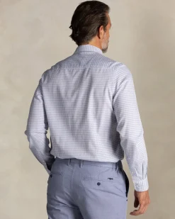 NZA New Zealand Auckland Blauw geruite katoenen overhemd met knoopsluiting