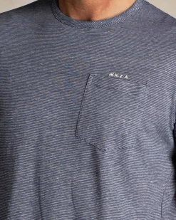 NZA New Zealand Auckland Blauw gestreept linnen T-shirt