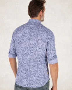 NZA New Zealand Auckland Blauw katoenen overhemd met bloemen print