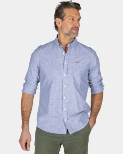 NZA New Zealand Auckland Blauw linnen overhemd