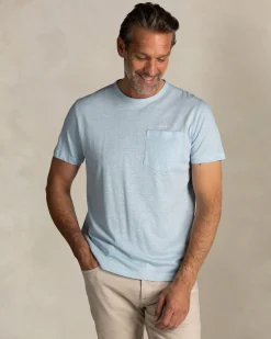 NZA New Zealand Auckland Blauw linnen T-shirt met ronde hals