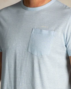 NZA New Zealand Auckland Blauw linnen T-shirt met ronde hals