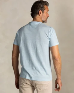 NZA New Zealand Auckland Blauw linnen T-shirt met ronde hals