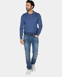 NZA New Zealand Auckland Blauw longsleeve poloshirt