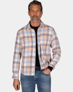 NZA New Zealand Auckland Blauw, oranje geruit overhemd