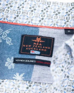 NZA New Zealand Auckland Blauw overhemd met een print -