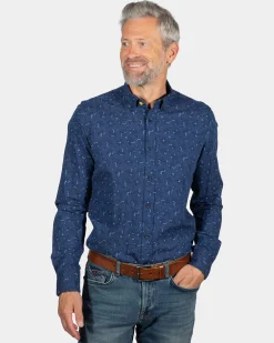 NZA New Zealand Auckland Blauw overhemd met print Spey -