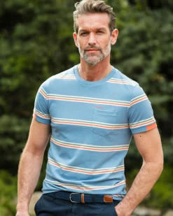 NZA New Zealand Auckland Blauw t-shirt met oranje witte strepen