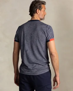 NZA New Zealand Auckland Blauw t-shirt met ronde hals en bladprint