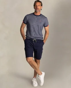 NZA New Zealand Auckland Blauw t-shirt met ronde hals en bladprint