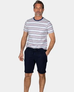 NZA New Zealand Auckland Blauw t-shirt met roze en witte streep