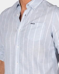 NZA New Zealand Auckland Blauw wit gestreept shirt