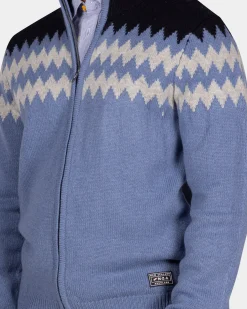 NZA New Zealand Auckland Blauw wollen vest met wit motief -