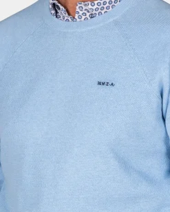 NZA New Zealand Auckland Blauwe effen pullover met ronde hals
