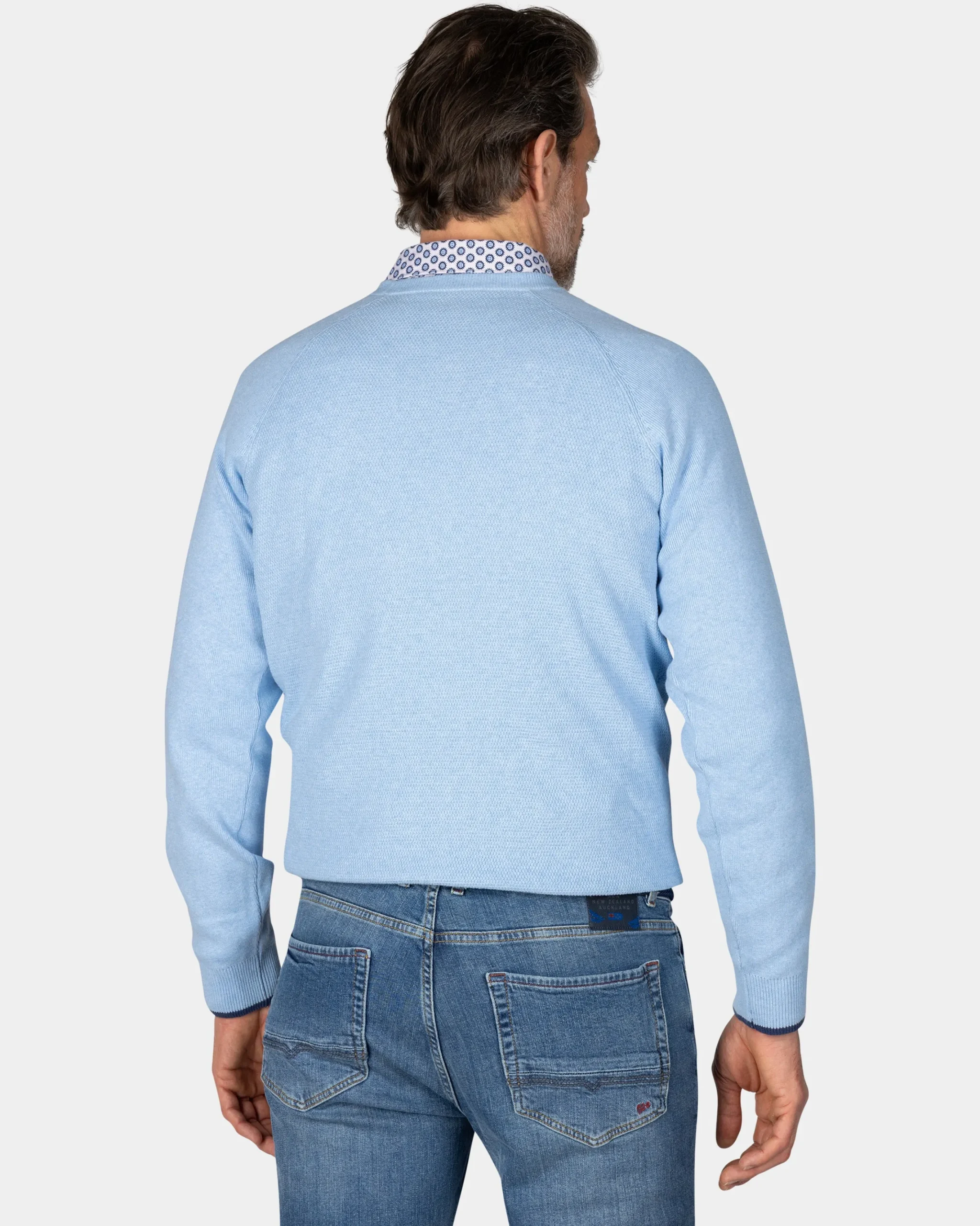 NZA New Zealand Auckland Blauwe effen pullover met ronde hals