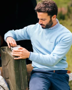 NZA New Zealand Auckland Blauwe effen pullover met ronde hals