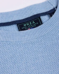 NZA New Zealand Auckland Blauwe effen pullover met ronde hals