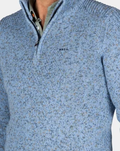 NZA New Zealand Auckland Blauwe gebreide trui met halve rits -