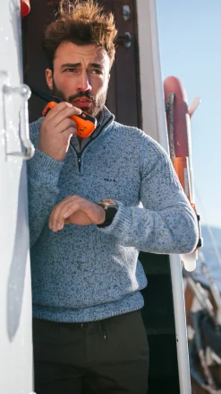 NZA New Zealand Auckland Blauwe gebreide trui met halve rits -