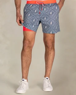 NZA New Zealand Auckland Blauwe geprinte zwembroek met rode rand