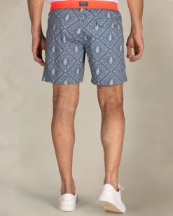 NZA New Zealand Auckland Blauwe geprinte zwembroek met rode rand