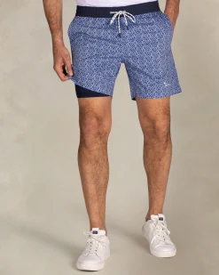 NZA New Zealand Auckland Blauwe geprinte zwembroek met navy rand