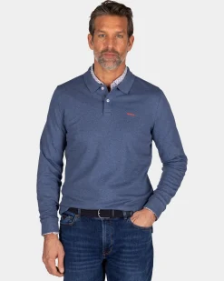 NZA New Zealand Auckland Blauwe katoenen longsleeve polo