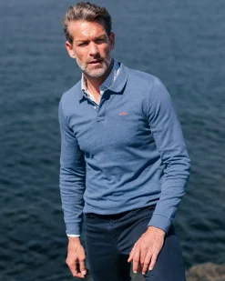 NZA New Zealand Auckland Blauwe katoenen longsleeve polo