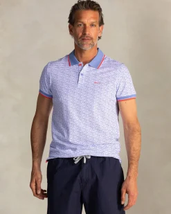 NZA New Zealand Auckland Blauwe katoenen polo met grafische print