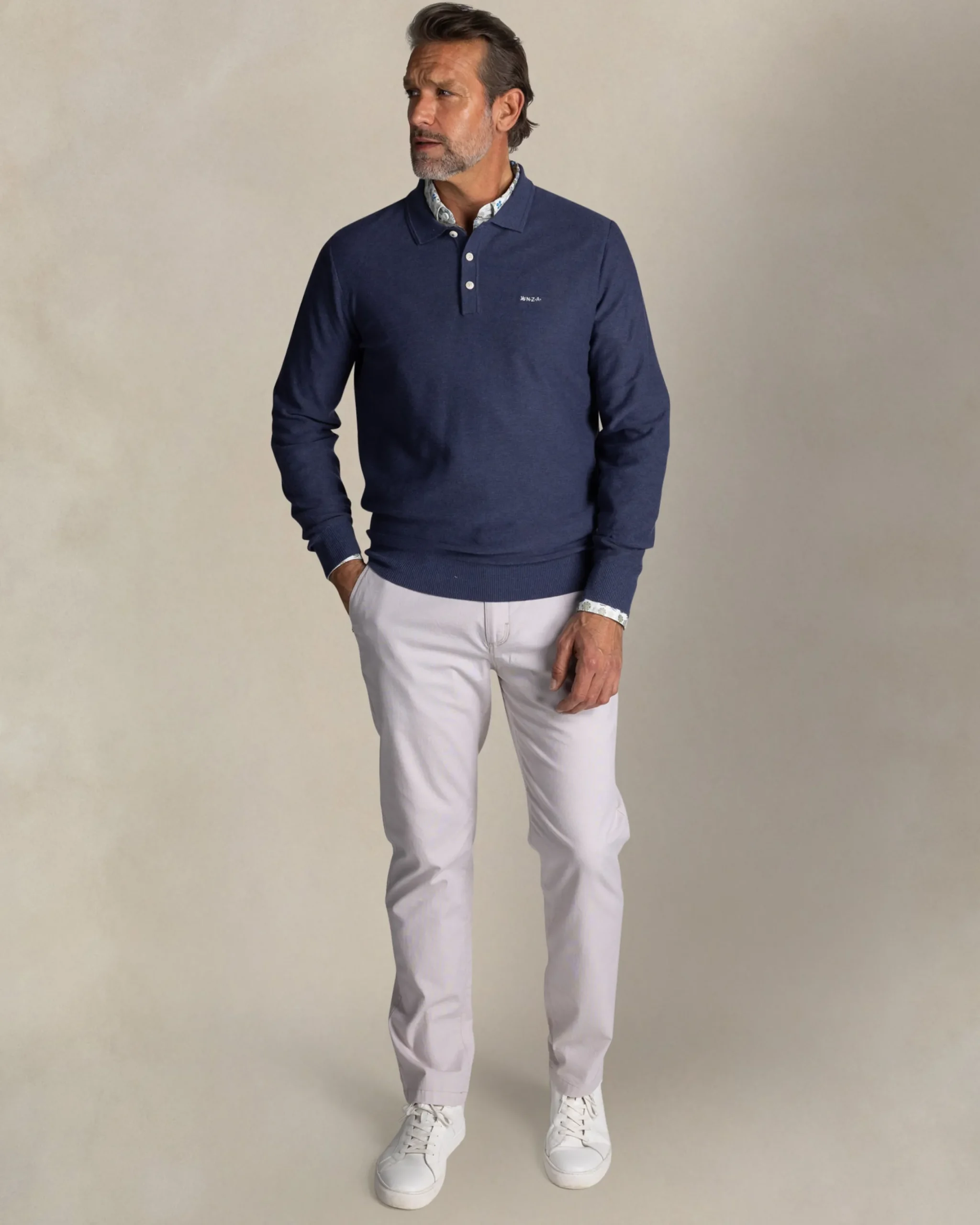 NZA New Zealand Auckland Blauwe katoenen polotrui