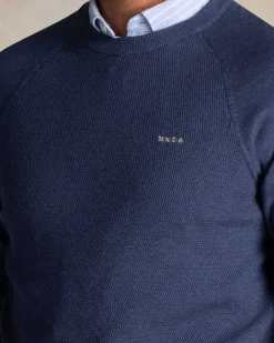 NZA New Zealand Auckland Blauwe katoenen trui met ronde hals